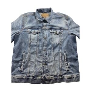 American Eagle Mens Biker Denim Jacket Medium Wash Flex Size XL